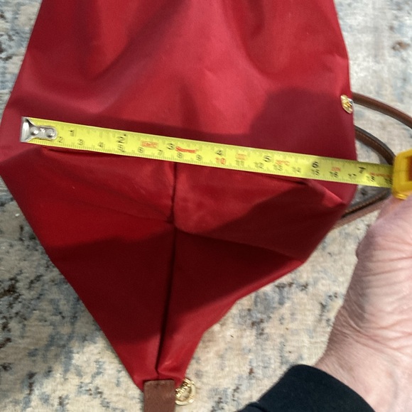 Longchamp Red and Brown Leather Accent Tote Bag - Picture 10 of 11